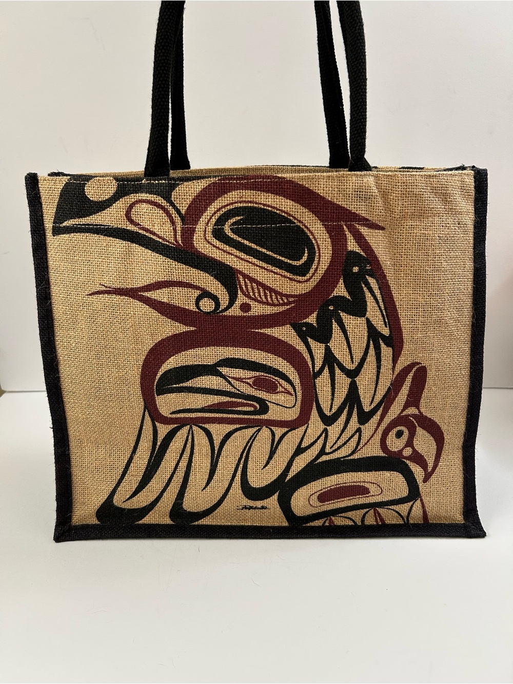 The Raven - design by artist Bill Helin - 100% Jute Tote Bag, Natural
